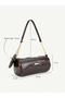 Wrinkled Textured Brown Shk327 Cylinder Bag, Wallet Charm, Zipper, Women's Hand, Arm and Shoulder Bag - 8
