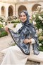 Rosa Flower Pattern Shawl Series Black