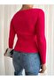 Fuchsia Ribbed Knitwear Blouse with Chest Window Tr0118 - 2