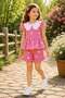 Girl's Lace Collar Gingham 2-Piece Set Red 3-10 Years