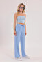 Linen Blend Modern Loose-Fit Blue Trousers - 4