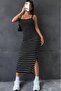 Women's Strappy Long Ottoman Dress with Side Slits