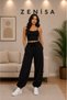 2-Piece Elastic Waistband Sweatpants in Black and Gray Color - 3
