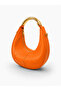 Women's Zippered Long Strap Shoulder and Shoulder Bag with Orange Handle Detail - 4
