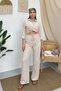 Women's Top and Bottom Set Summer Pocket Detailed Lace-Up Loose Pants Shirt Two-Piece Set - 5