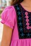 3-10 Years Old Embroidery Detailed Linen Girls' Dress I Ethnic Embroidered Linen Summer Dress - 3