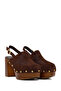 Women's Brown Ankle Buckle Platform High Thick Heeled Suede Leather Sandals 26Sfd153010 - 2