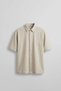 Men's Boxy Fit Embroidered Short Sleeve Cotton Shirt Beige