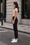 Blueva Trend New Season Women's Mom Fit High Waist Narrow Leg Black Denim Trousers Daily Wear - 2