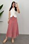 Women's Dark Rose Mini Leopard Lace A-Line Half Lining Detailed Lace Maxi Skirt - 2
