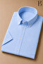 Relaxed Fit Classic Men's Dad Short Sleeve 100% Cotton Linen Shirt - 5