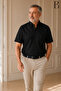 Relaxed Fit Classic Men's Dad Short Sleeve 100% Cotton Linen Shirt - 4