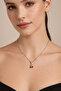 Women's Silver Color Red Stone Cherry Figured Necklace - 5