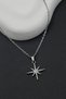 Women's Silver Color Zircon Stone Pole Star Necklace - 4