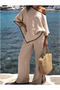 2026 Summer Outfits Usa Trends Linen Cape Pants Women's Bottom Top Set - 4