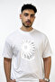 Light Beams Design Printed Oversize White T-Shirt