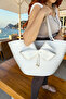 Handmade Beach Pool Bag and Hat Set with Bow and Ribbon Multi-Purpose Easy to Clean Washable Decorative Bag and Hat - 8