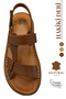 Genuine Leather Men's Sandals - Soft Thick Soled Genuine Leather Men's Sandals Syringe Tan - 4
