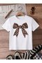 Women's Leopard Print Bow Print Oversized Crew Neck T-Shirt