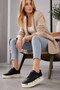 Women's Black High Sole Casual Sports Shoes Snekars Lfn-890