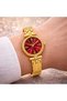 Women’s Gold Bracelet Watch Red Dial Elegant Designer Wrist Watch - 3