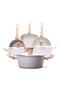 15-Piece Aluminum Cookware Set, Non-Stick Surface with Wood Finish Handles and Tempered Glass Lids - 8