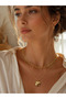 Double Layered Heart Pendant Gold Paper Clip Chain Necklace Set
