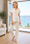 Women's Summer Point Patterned Viscose Buttoned Pajama Set |   Stylish and Elegant Model 780-113 - 3