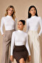 Women's Half Turtleneck Long Sleeve Cotton 3-Piece Basic Blouse Undershirt - 95% Cotton & Flexible for Daily Use