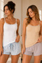 Women's 100% Cotton Openwork & Lace Detailed Rope Strap 2-Piece Basic Undershirt