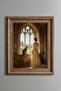 Woman and Cat on the Window – Vintage Patterned Painting – Thick Model