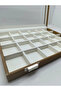 Glass Lid Leather Fabric Coffee-White Color 34 cm / 24 cm 24 Compartments Jewelry Display Stand - 7
