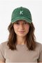 Dark Green Embroidered Washable Vintage Unisex Hat with Letter K - 2