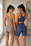 Women's 2-Piece Milk Coffee Petrol High Waist Soft Textured Gathering Premium Fabric Short Leggings - 4