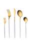 30-Piece Stainless Steel Cutlery Set Kitchen Utensil Set Western Tableware White/Gold - 7