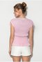 Women's Pink Shoulder Tie Detailed Gathered Embroidered Fit Cut Knitwear Blouse 2743 60286377 - 5