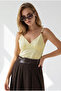 Women's Yellow Adjustable Strap Beaded Detailed Crop Blouse Blz-19003409 - 3