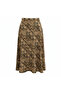 Women's Brown Ornamental Print A-Line Midi Skirt