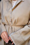 Seam Detailed Waist Tied Modal Suit Khaki Green - 5