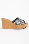 Black Mesh with Embroidered Flowers and Cork Coating Slippers Women's Shoes - 4