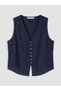 Vizyon New Season V-Neck Linen Blend Women's Classic Vest - 5