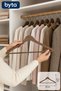 Set of 3 Wooden Look Patterned Clothes Hangers 44 cm Non-Slip Trouser Rods Clothes Hanger with Anti-Slip Pants Rods - 2