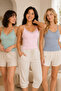 Women's 3-Piece Basic Undershirts with Lace Detail & String Straps - 95% Cotton, Flexible for Daily Use
