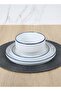 12 piece Porcelain Dinnerware Set, Set for 4, Microwave & Dishwasher Safe, White and Blue Rim - 7