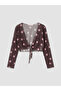 Texx Store Quality V-Neck Polka Dot Front Tie Women's Beach Blouse - 2