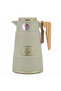Germax Vacuum Flask 1 Litre | Insulated Arabic Thermos with Wooden Handle – Brown / Sage Grey / Cream - 5