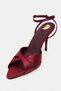 Monica Burgundy Satin Ankle Belt Detailed Women's Thin Heeled Shoes - 6