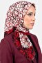 Women's White Red Patterned Flared Cotton Scarf