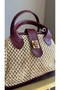 Women's Straw Scholar Hand and Shoulder Bag Isabel Burgundy - 4