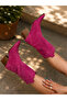 Eva Fuchsia Calf Suede Dallas Heel Western Summer Boots - 3